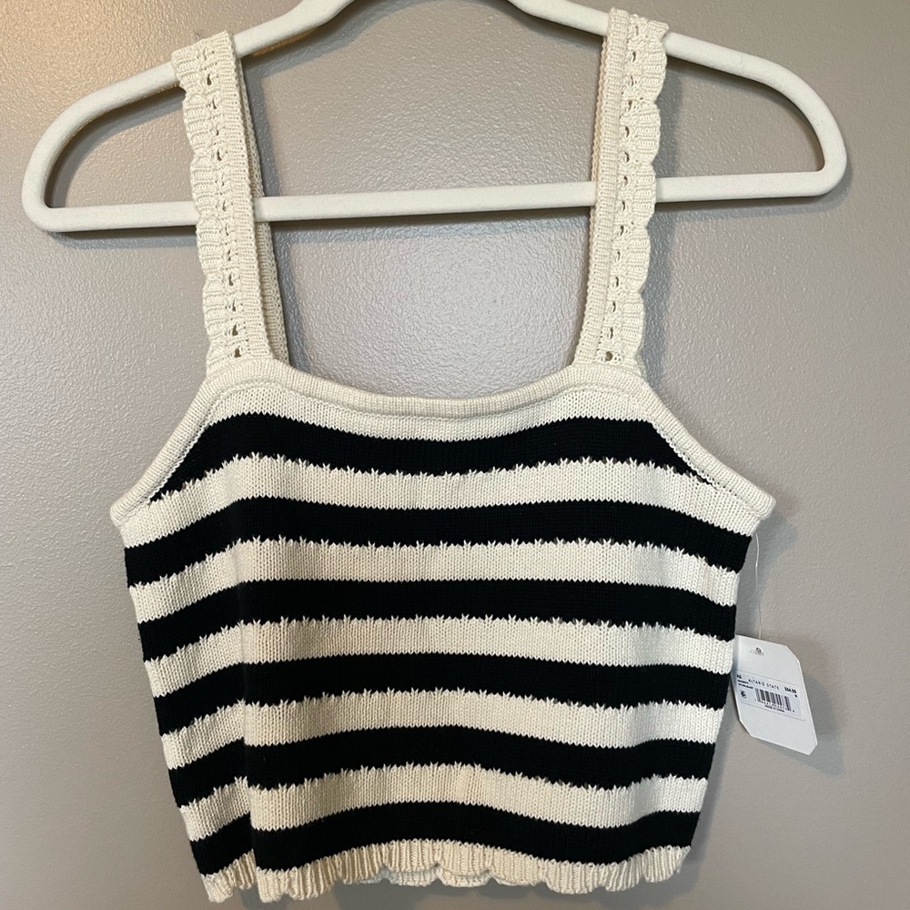 Altar'd State Black and White Striped Knit Top